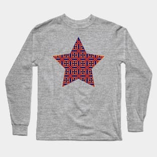 Retro Patterned Star Long Sleeve T-Shirt